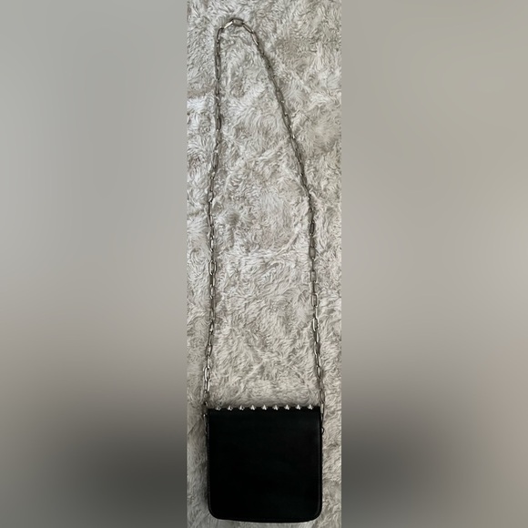 NWOT La Moda Black Studs & Heart Gothic Chain Link Crossbody - Picture 2 of 5